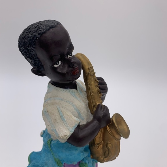 Jay Imports Jumbo African American Saxophone Musician Boy Figurine Sculpture 8” - Picture 9 of 11